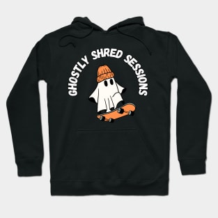 Ghostly shred sessions. Cute Halloween ghost skateboarding Hoodie